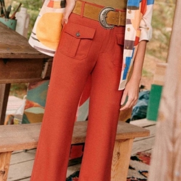 Sezane Phil Belted Trousers in Brique Size 38 - Picture 1 of 11